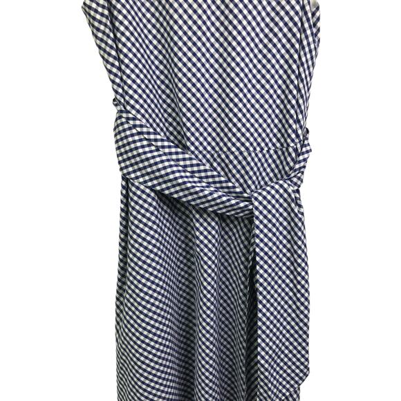 Anne Klein Dress Women 6 Maxi Preppy Blue Sleeveless Gingham Cottage Core - Picture 3 of 9